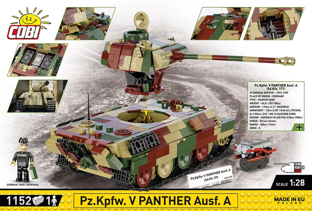 Cobi Pz.Kpfw. V Panther Ausf. A modelis iš 1152 detalių