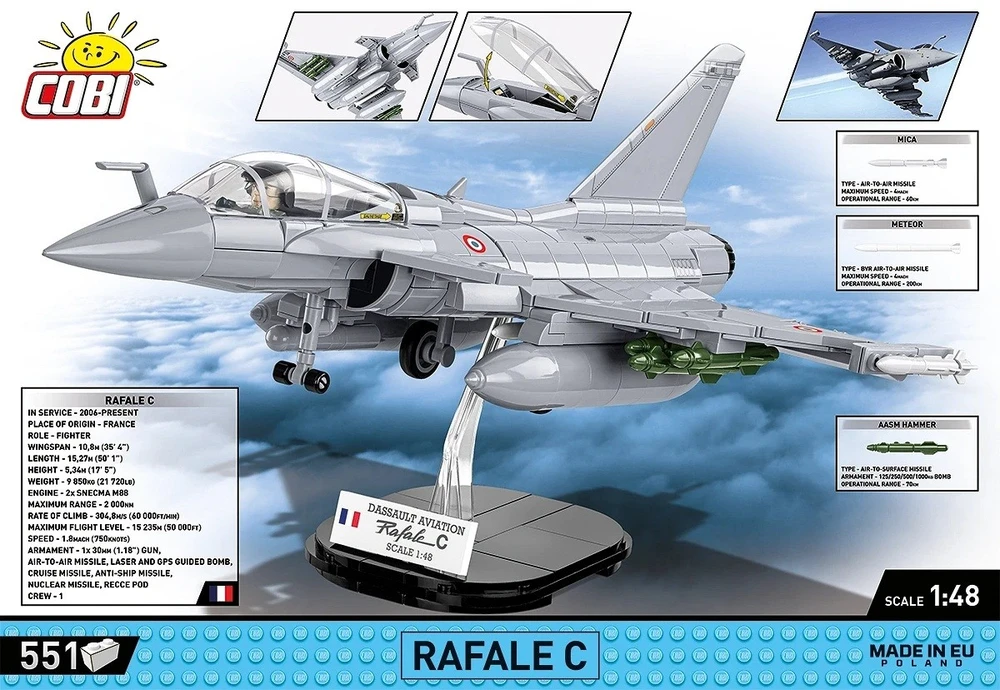 Cobi Dassault Rafale C konstravimo rinkinys iš 551 detalės