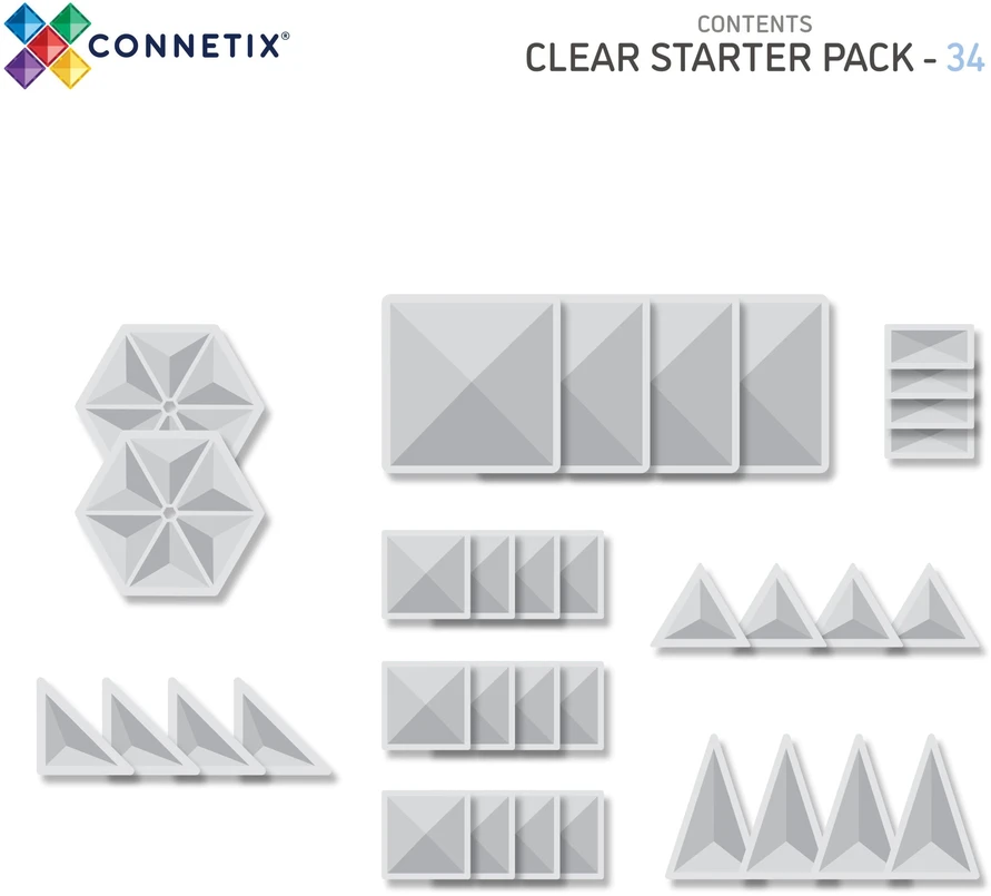 CONNETIX Magnetinis konstruktorius 34d. Clear starter pack