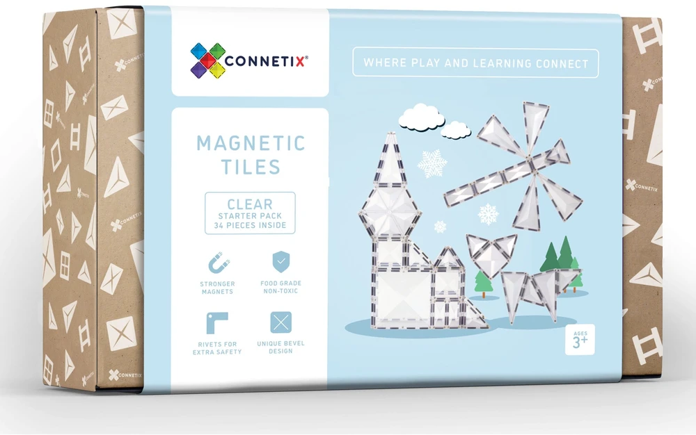CONNETIX Magnetinis konstruktorius 34d. Clear starter pack