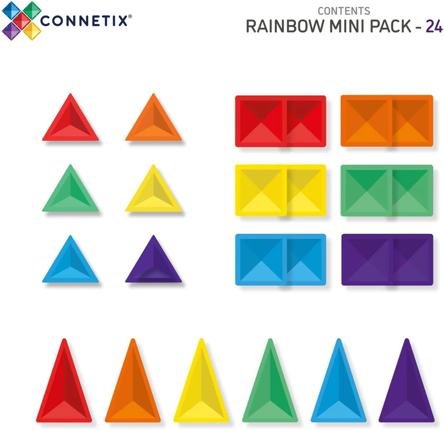 „Connetix“ – vaivorykštės mini rinkinys, 24 vnt. – (CT-R-00024-MI)