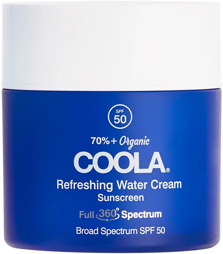 Lengvas vandens kremas, kuris drėkina odą ir apsaugo nuo saulės Coola Refreshing Vanduo Kreminis Organic Face Sunscreen Spf50 44ml