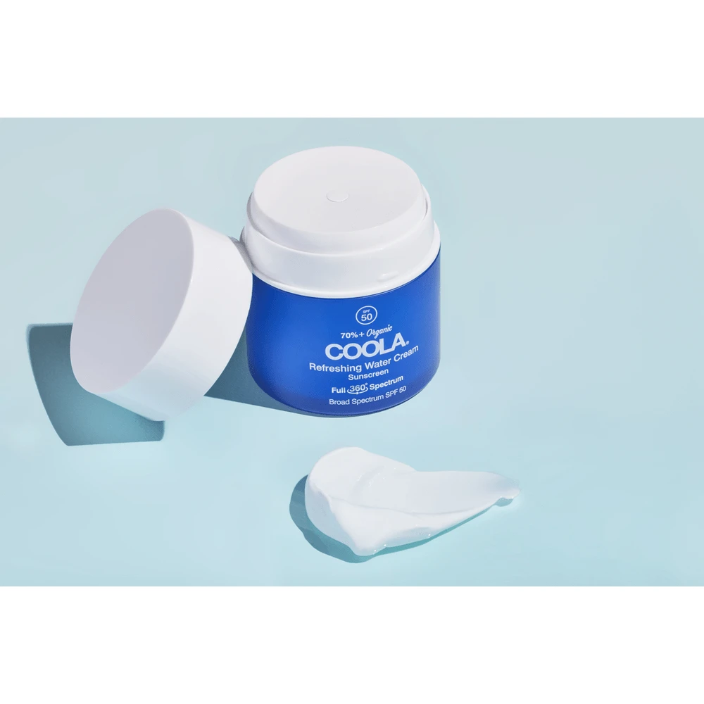 Lengvas vandens kremas, kuris drėkina odą ir apsaugo nuo saulės Coola Refreshing Vanduo Kreminis Organic Face Sunscreen Spf50 44ml