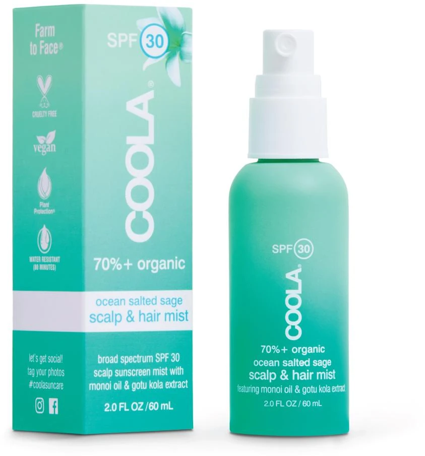 "Coola" galvos odos ir plaukų migla, organinis apsauginis kremas nuo saulės Spf30 60ml