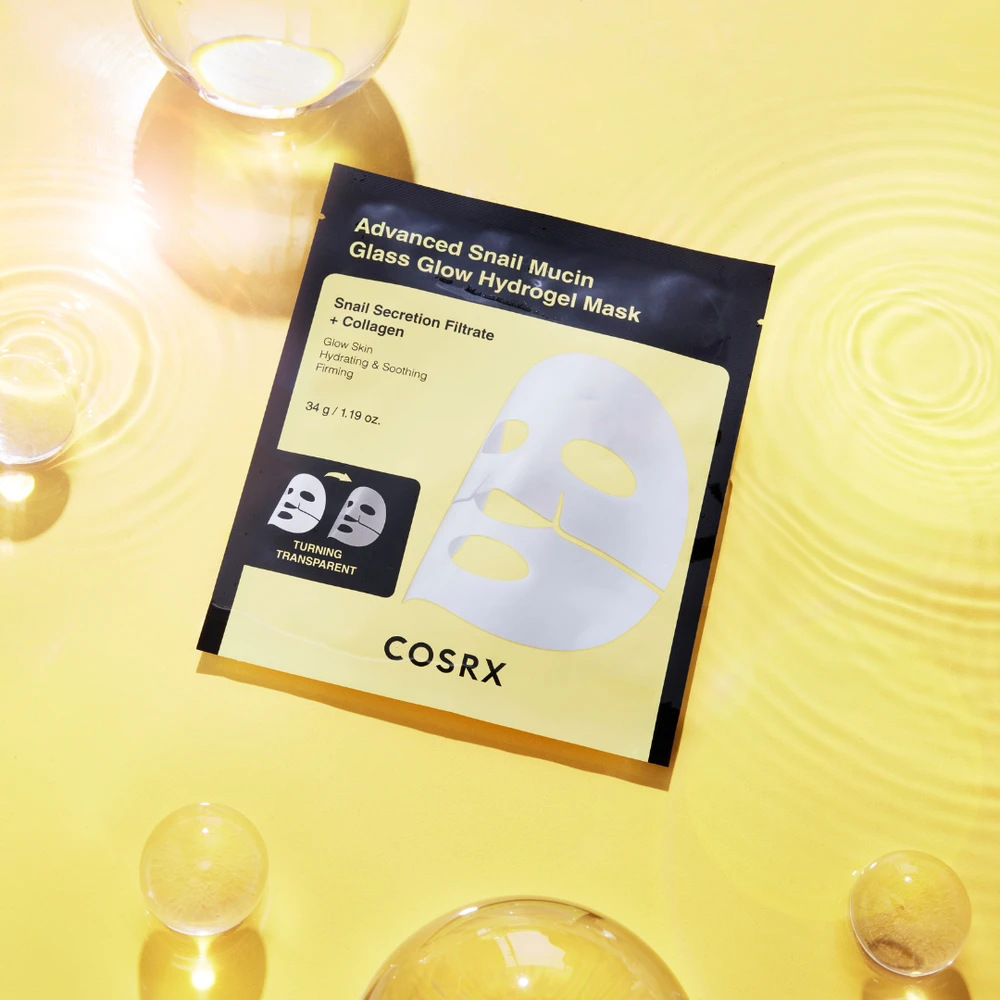 COSRX Advanced Snail Mucin Glass Glow Hydrogel Mask – hidrogelinė veido kaukė 1 vnt