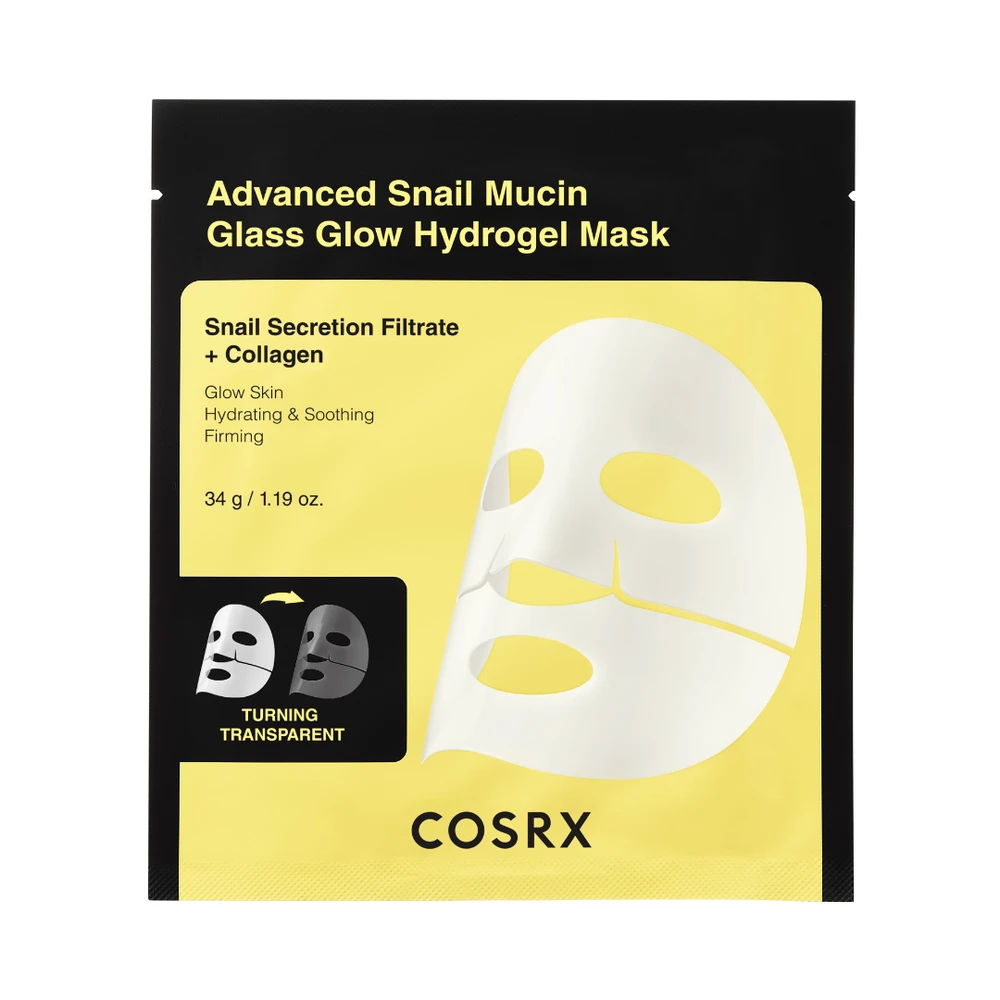 COSRX Advanced Snail Mucin Glass Glow Hydrogel Mask – hidrogelinė veido kaukė 1 vnt