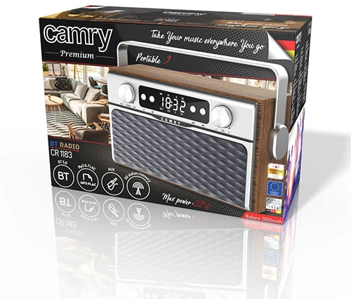 Radijas su Bluetooth Camry CR-1183, Rudos spalvos