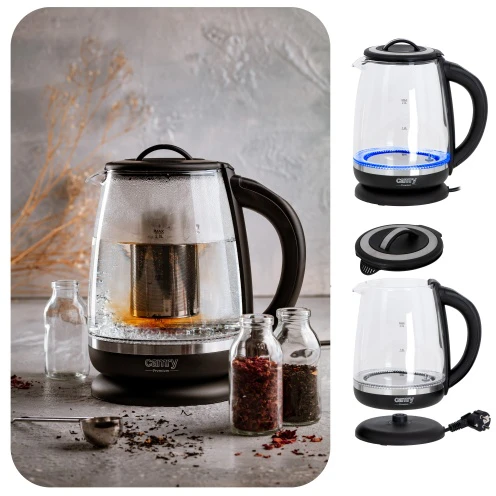 Adler Camry | Virdulys | CR 1290 | Standard | 2200 W | 2 L | Plastic/glass | 360° rotational base | Juodas/Transparent