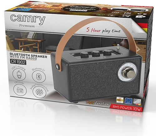 Camry | Speaker with radio | CR 1902 B | Juodas | Belaidė jungtis