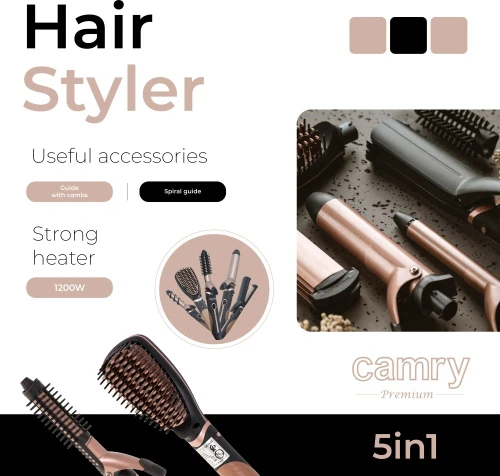 Camry | Hair Styler | CR 2024 | 1200 W | Juodas/Rose auksinis