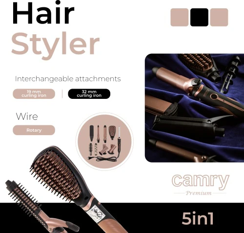 Camry | Hair Styler | CR 2024 | 1200 W | Juodas/Rose auksinis