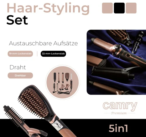 Camry | Hair Styler | CR 2024 | 1200 W | Juodas/Rose auksinis