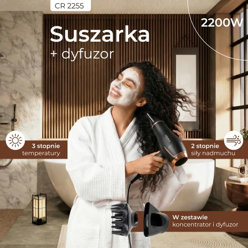 Plaukų džiovintuvas CAMRY CR2255, Juodos spalvos