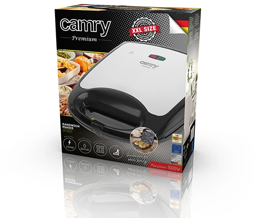 Sumuštinių keptuvas Camry | Sumuštinių keptuvė XL | CR 3023 | 1500 W | Lentelių skaičius 1 | Kepinių skaičius 4 | Juodas