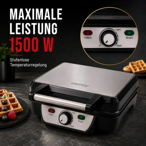 Camry | Vaflinė | CR 3025 | 1150 W | Number of pastry 4 | Belgium | Juodas/Nerūdijantis plienas