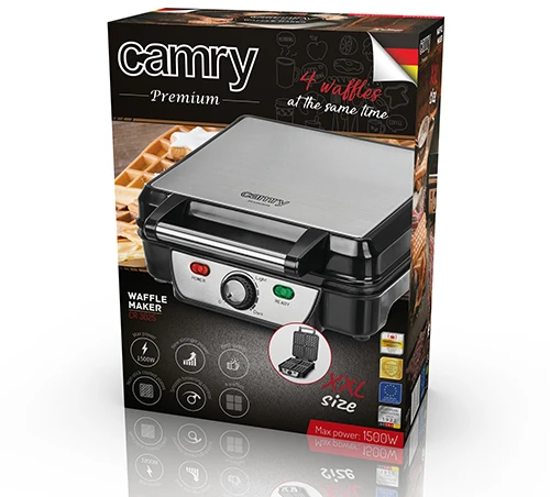 Camry | Vaflinė | CR 3025 | 1150 W | Number of pastry 4 | Belgium | Juodas/Nerūdijantis plienas