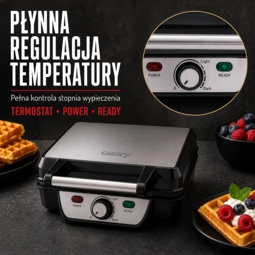 Camry | Vaflinė | CR 3025 | 1150 W | Number of pastry 4 | Belgium | Juodas/Nerūdijantis plienas
