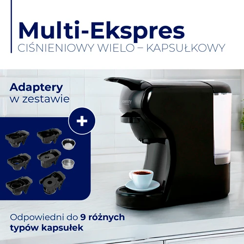 Kavos aparatas Camry | Multi-kapsulinis espreso aparatas | CR 4414bb | Slėgis 19 bar | kapsulinis | 1450 W | Juodas
