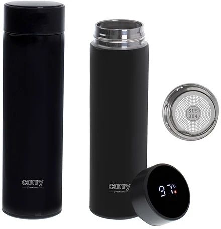 Camry | Thermal Flask | CR 4507bk | Capacity 0.473 L | Material Nerūdijantis plienas/Silicone | Juodas
