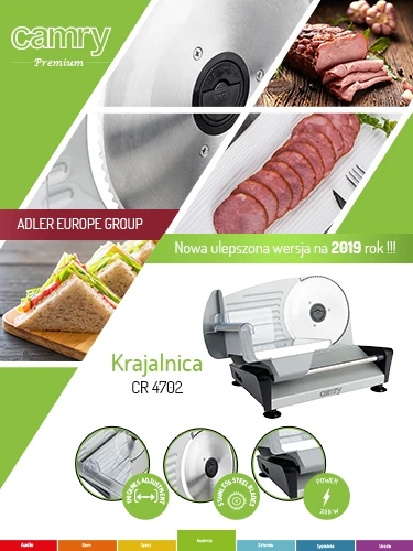 Camry | Food slicers | CR 4702 | Nerūdijantis plienas | 200 W | 190 mm