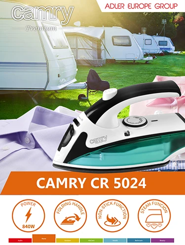 Camry | CR 5024 | Steam Travel iron | 840 W | Vanduo tank capacity 40 ml | Baltas/žalias/juodas
