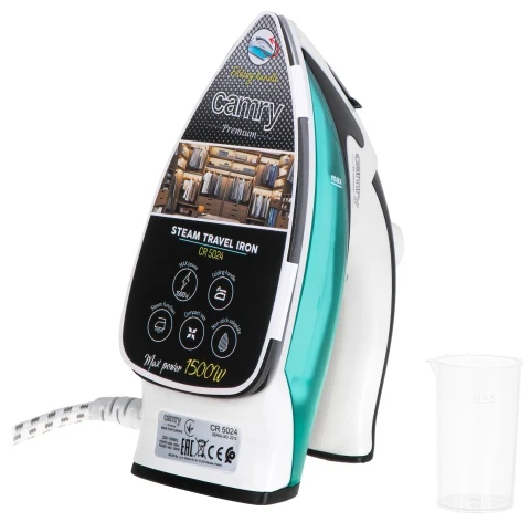 Camry | CR 5024 | Steam Travel iron | 840 W | Vanduo tank capacity 40 ml | Baltas/žalias/juodas