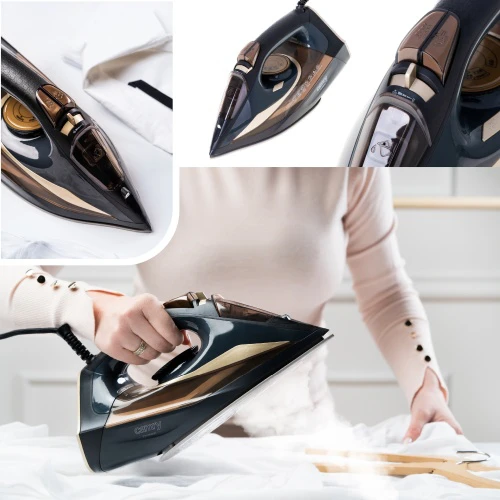 Camry | Garų lygintuvas | CR 5036 | Garų lygintuvas | 3400 W | Vanduo tank capacity 360 ml | Continuous steam 50 g/min | Juodas/Gold