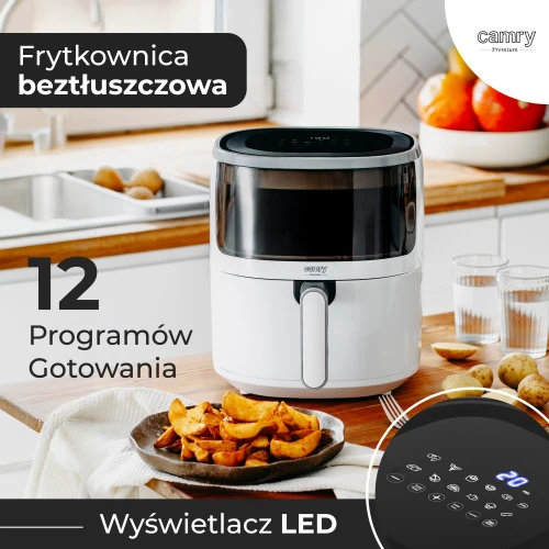 Gruzdintuvė Camry Airfryer orkaitė | CR 6313 | Galia 2000 W | Talpa 5 L | Konvekcija | Baltas
