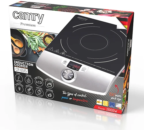 Kaitlentė Camry Cooker Indukcija | CR 6515 | Degiklių / virimo zonų skaičius 1 | Juodas/Sidabrinis | Indukcija