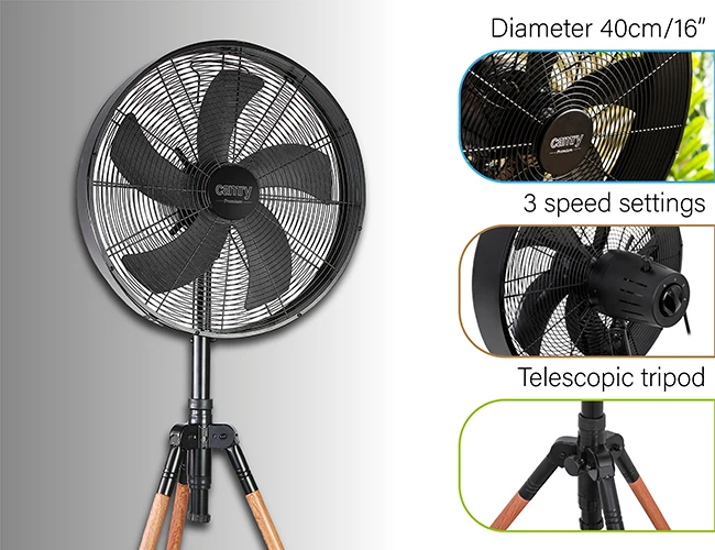Ventiliatorius Camry | CR 7329 | Tripod Loft Fan | 100 W | Diameter 40 cm | Greičių skaičius 3 | Oscillation | Juodas