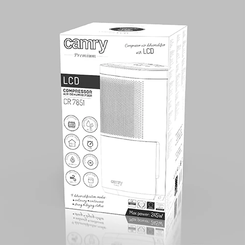 Camry | Oro sausintuvas | CR 7851 | Galia 200 W | Tinka kambariams iki 60 m³ | Vanduo bako talpa 2,2 L | Baltas