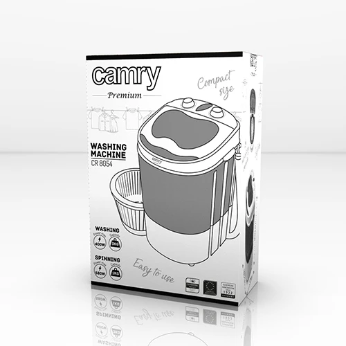 Skalbimo mašina Camry CR 8054 Mini skalbimo mašina su gręžimo funkcija, Skalbimo talpa iki 3kg, Gręžimo galia iki 1kg, Baltai pilka