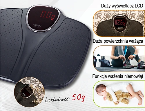 Camry | Vonios svarstyklės | CR 8171b | Didžiausias svoris (keliamoji galia) 180 kg | Tikslumas 50 g | Kūno masės indekso (KMI) matavimas | Juodas