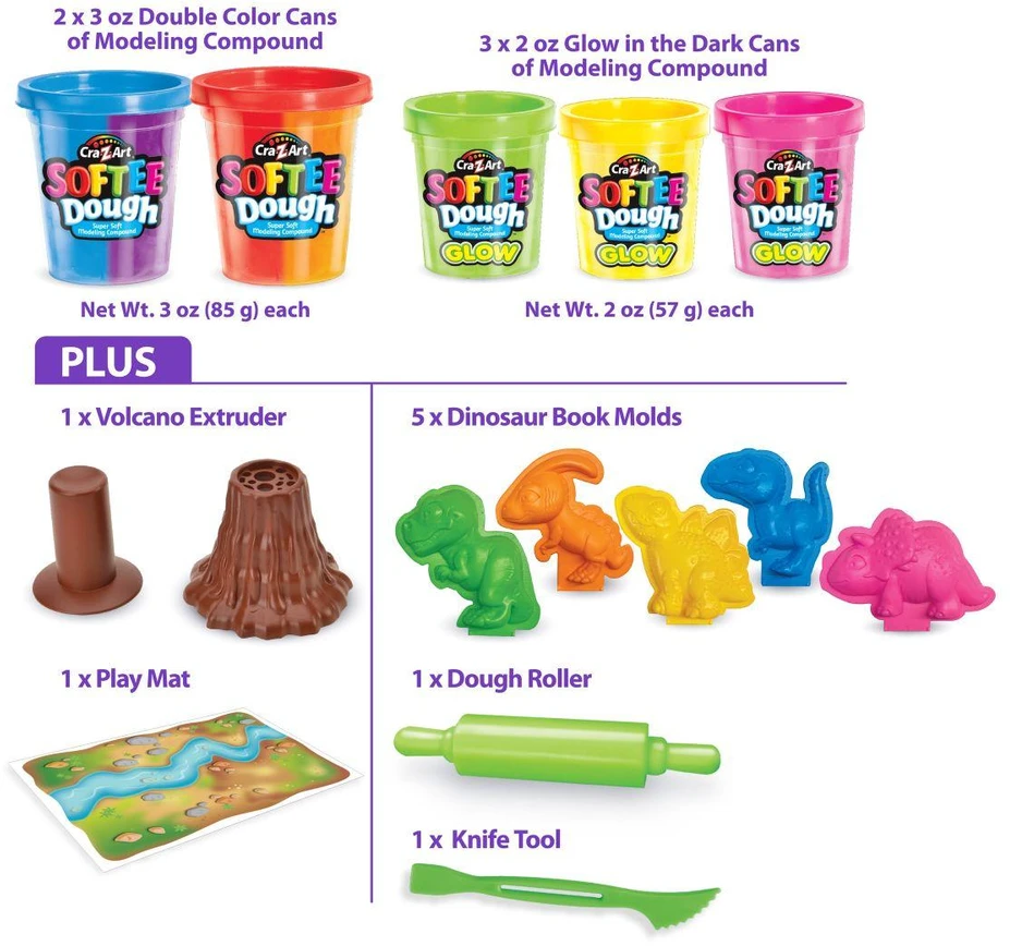 Cra-Z-Art - Softee Dough Dino neoninis tešlos rinkinys (CRDOUGH11)