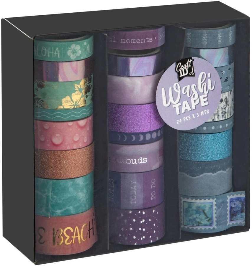 Craft ID - Washi lipni juosta, 24 vnt., įvairių spalvų (CR3010)