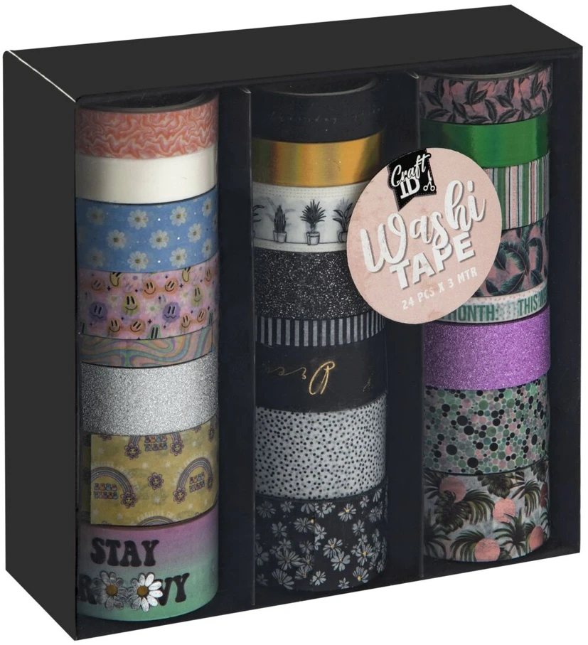 Craft ID - Washi lipni juosta, 24 vnt., įvairių spalvų (CR3010)