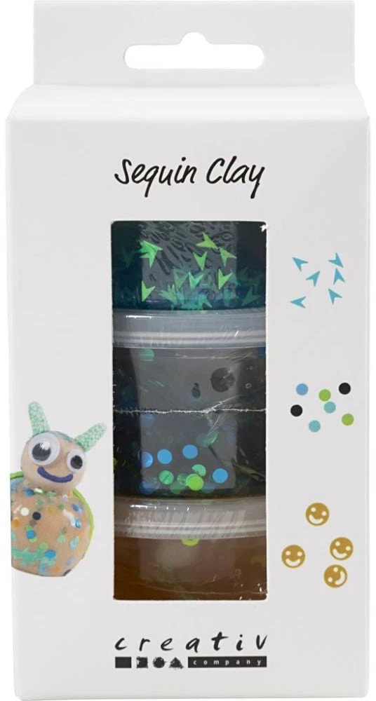 Creativ Company - Blizgučių molis, mėlynos/žalios spalvos harmonija, 3 x 60 g / 1 pakuotė (787481)