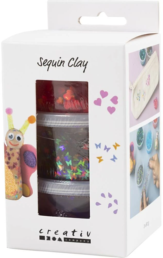 Creativ Company - Blizgučių molis, violetinės/rožinės spalvos harmonija, 3 x 60 g / 1 pakuotė (787480)
