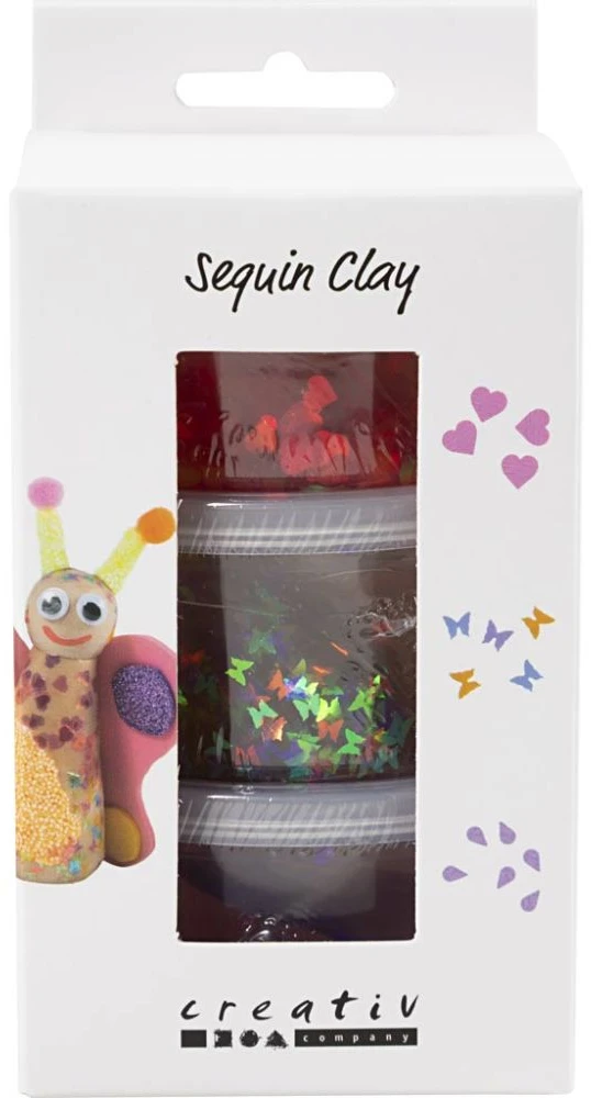 Creativ Company - Blizgučių molis, violetinės/rožinės spalvos harmonija, 3 x 60 g / 1 pakuotė (787480)