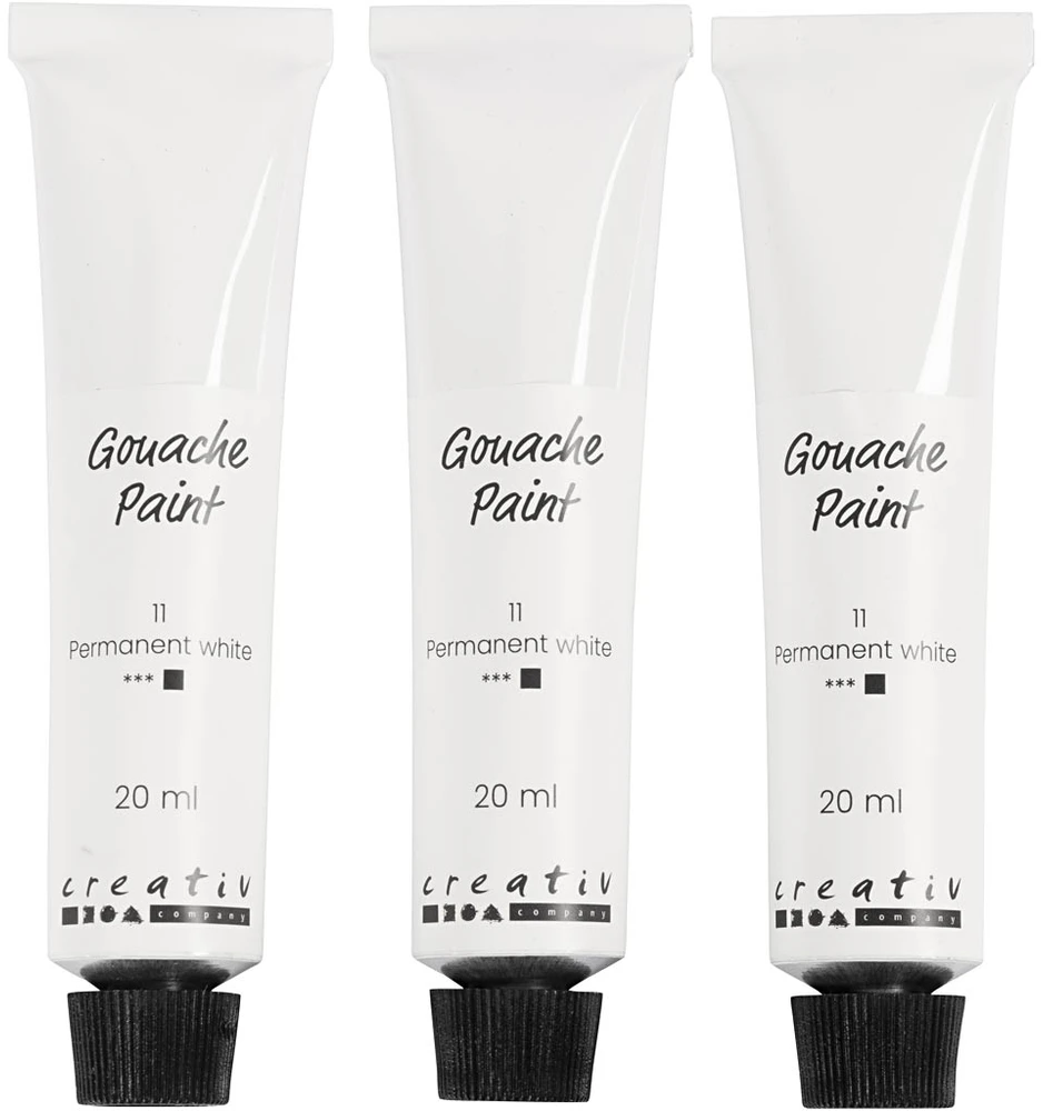 „Creativ Company“ – guašo dažai – balti – 3 x 20 ml (35640)