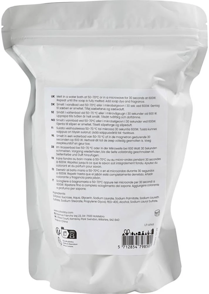 Creativ Company - Skaidraus muilo pagrindas, granulės, 500g / 1 pakuotė (700260)