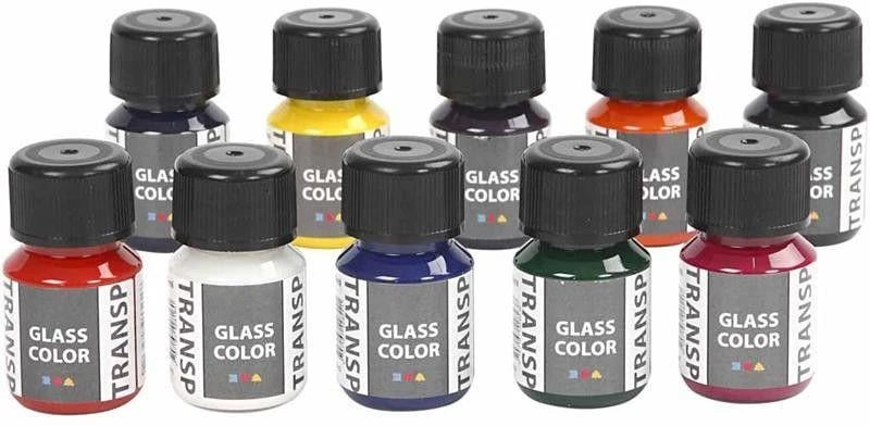„Creativ Company“ – stiklo dažai – skaidrūs 10 x 30 ml (31680)