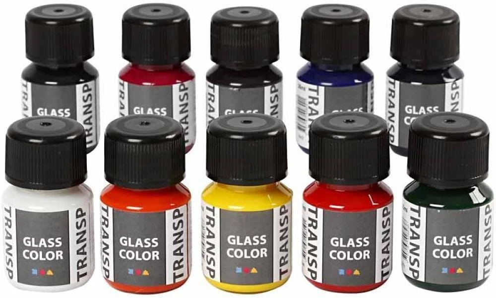„Creativ Company“ – stiklo dažai – skaidrūs 10 x 30 ml (31680)