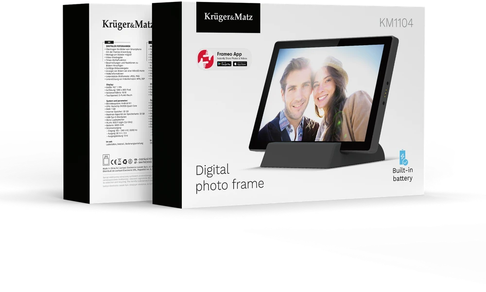 Kruger & Matz Cyfrowa „KrugerMatz FRAMEO WiFi 10.1“ skaitmeninis nuotraukų rėmelis su įmontuota baterija