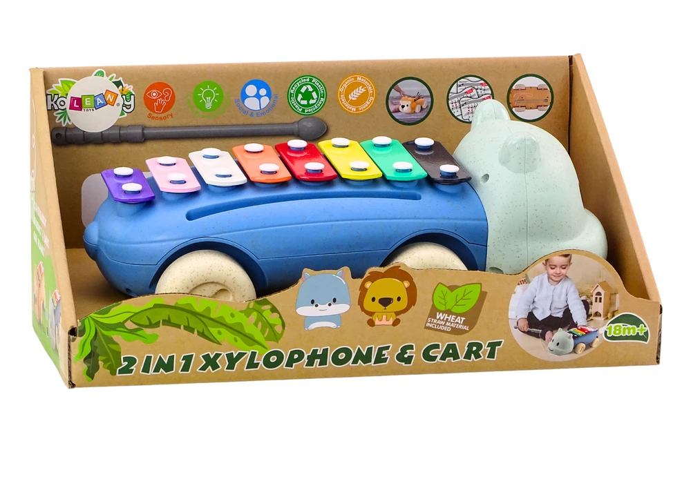 Lean Toys Žaisliniai begemoto formos cimbolai su ratais vaikams