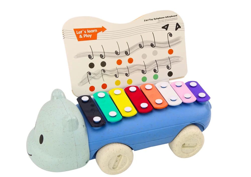 Lean Toys Žaisliniai begemoto formos cimbolai su ratais vaikams