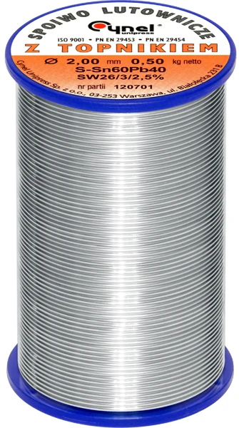 Lydmetalis su fliusu 2mm 500g Sn60Pb40 CYNEL