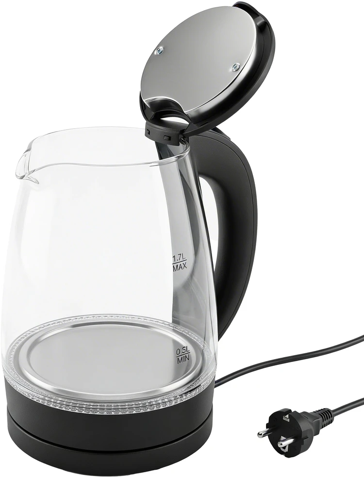 Maestro Virdulys, Elektrinis stiklinis virdulys su LED apšvietimu, 1,7 l, temperatūros reguliavimas, 2200 W - or1296