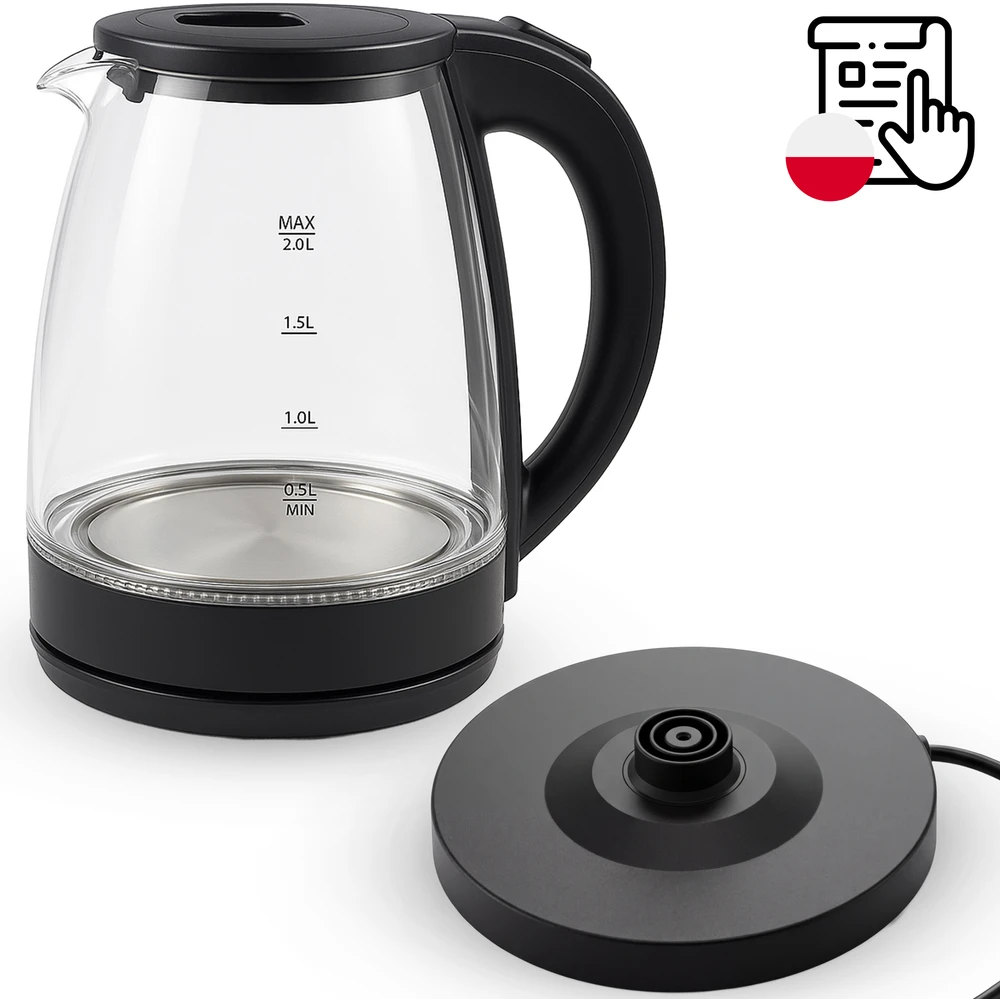 Maestro Virdulys, Elektrinis stiklinis virdulys su LED apšvietimu, 1,7 l, temperatūros reguliavimas, 2200 W - or1296