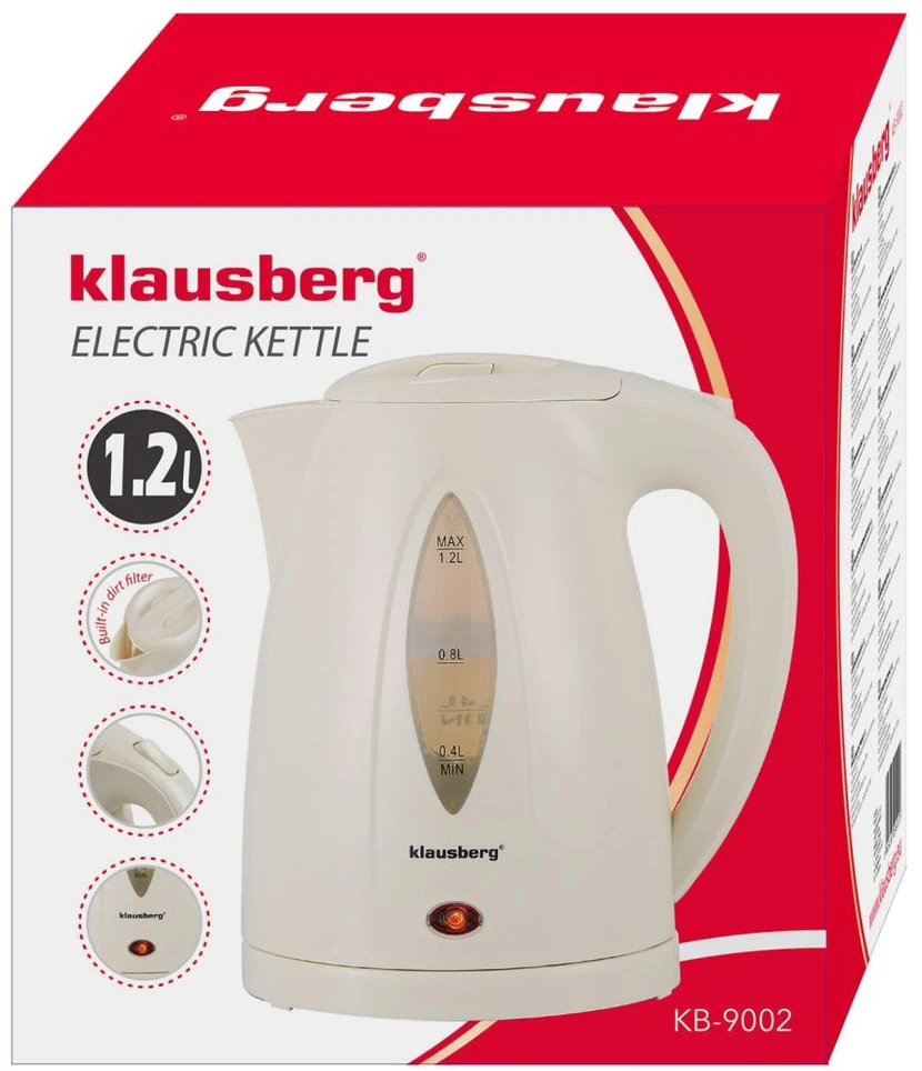 Virdulys, Elektrinis virdulys 1,2 l, grietinėlės spalvos, LED, greitai užverdantis, Klausberg